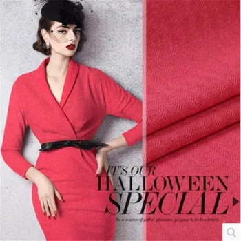 

Wool pink three - dimensional herringbone knitted fabric fashion fabric 290grams per meter