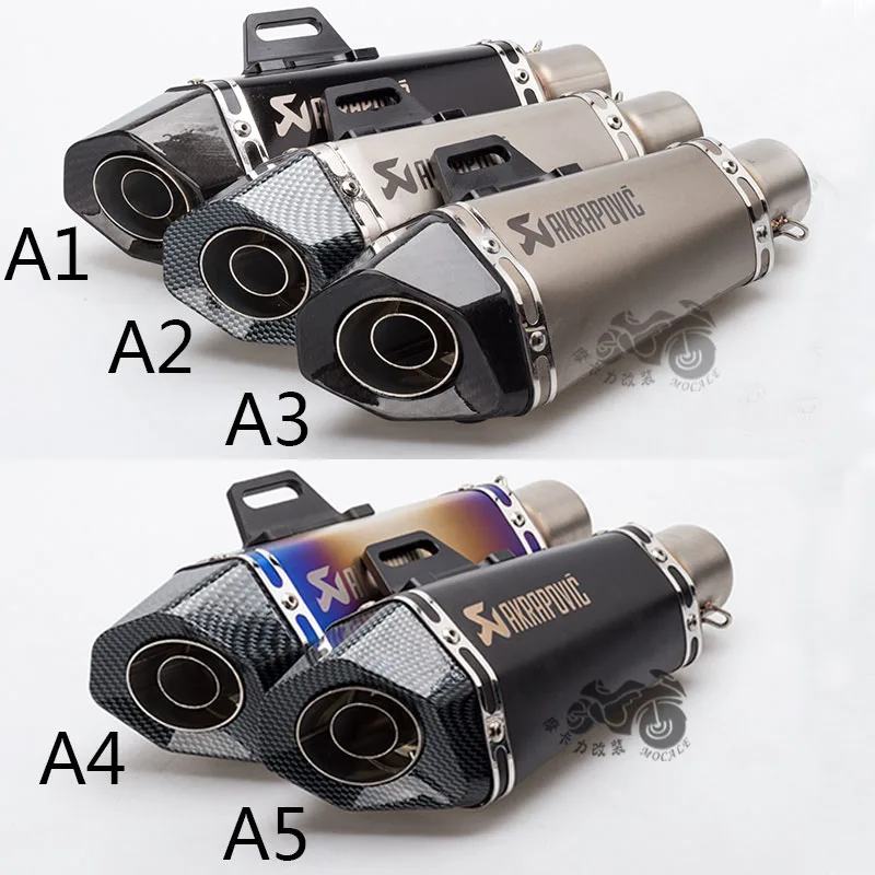 

51mm Motorcycle carbon fiber exhaust pipe muffler Akrapovic small hexagon exhaust with DB killer for Z900 MT09 KTM390 CBR