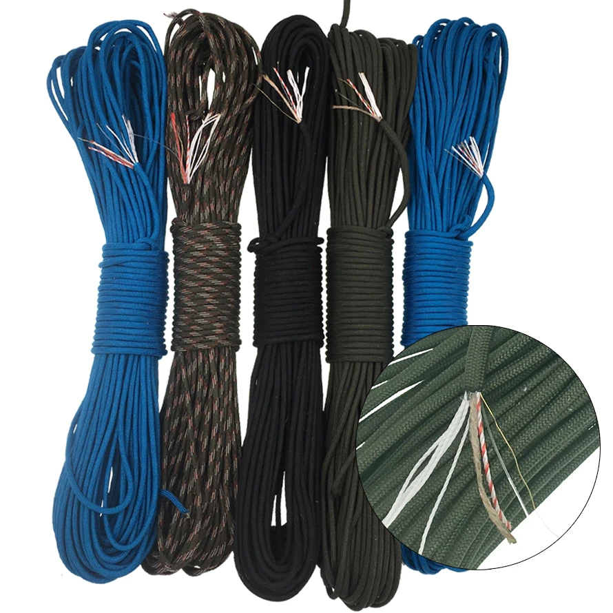 YOUGLE 50/100FT 7 تقف للماء بقاء معدات الانقاذ النار صوفان المظلة الحبل 550 الصيد خط Paracord حبل