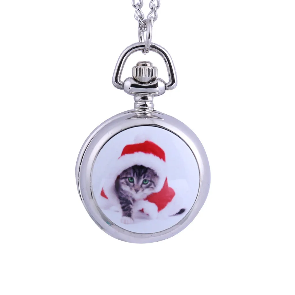 Yeni Küçük cep saati Sevimli Kedi Kapak Dayanıklı Moda Şerit Kolye Hediye Için Aile Lover Arkadaşlar cep saati relógio de bolso