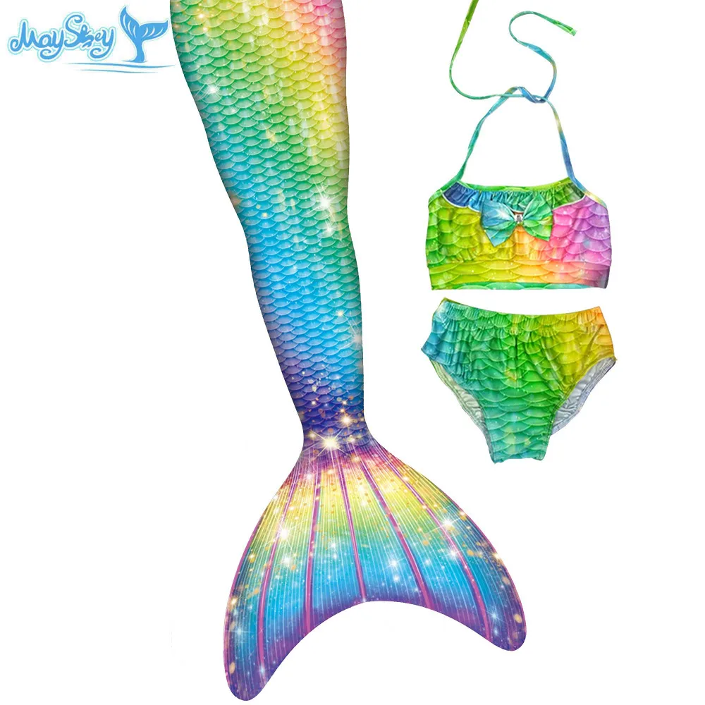

MAYSKEY Mermaid Tails for Swimming for Girls, Swimmable Cosplay Costume Kids Bikini Bathing Swimsuit- Not Include Monofin