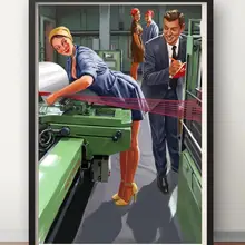 Винтажная советская русская булавка девушки на фабрике Ретро плакат холст живопись DIY настенные бумажные плакаты домашний Декор подарок