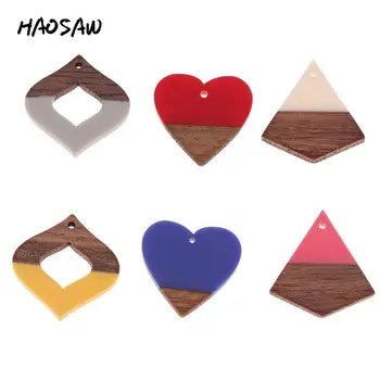

HAOSAW Choose 4Pcs/Lot Multi Design/Half Resin/Wood Material/DIY Jewelry Making/Earring Suppliers/HandMade/Earring Findings