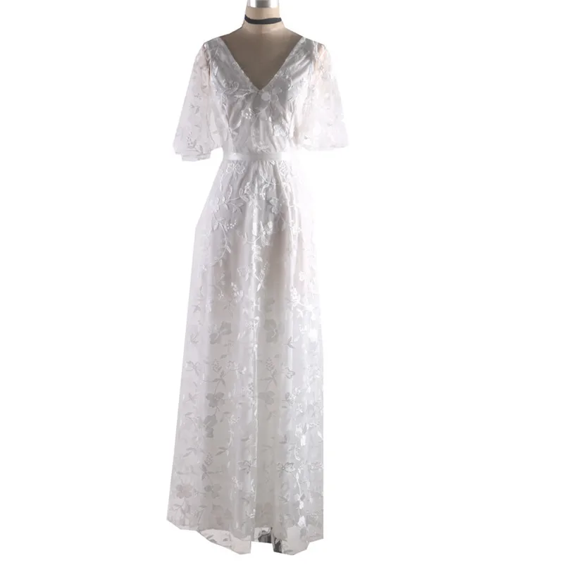 Sexy Womens V Neck Short Sleeve Lace Vintage Gown Evening Party Dress formal dress women elegant women dress vestidos N23 (6)