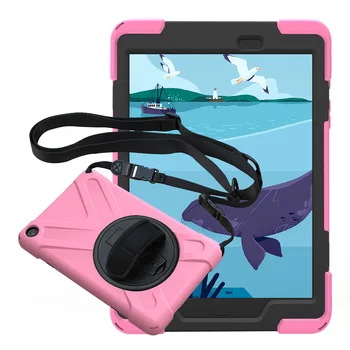 

For Samsung Galaxy Tab A 9.7 SM-T550 T555 Pirate Tablet Case Cover Silicone+PC Kickstand Hard Case With Wrist + Shoulder Strap