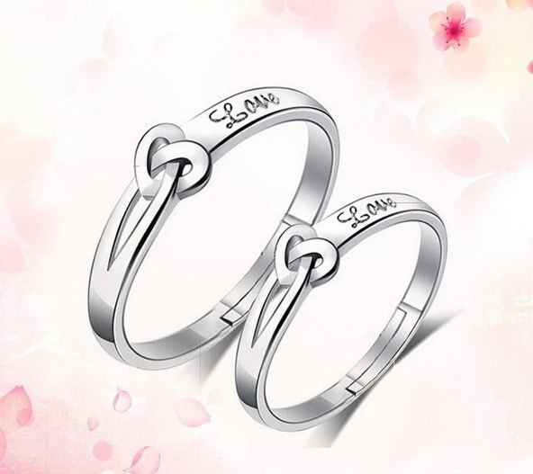 Модные серебряные Свадебные Кольца Набор для женщин и мужчин ювелирные изделия буквы "Любовь" Резные обручальные кольца для пар