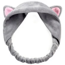 Милые кошачьи уши тюрбан спа ванна макияж мыть эластичная лента для волос обруч зажимы аксессуары для волос инструменты для макияжа