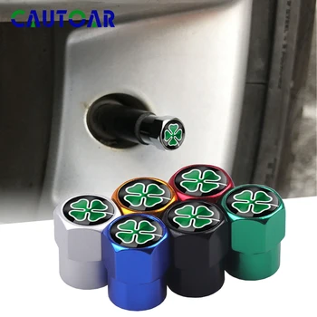 

4Pcs car styling Quatrefoil Green Delta Emblem Car Tire valve Caps cover FOR Alfa Romeo Giulia Stelvio GT Four Leaf Clover