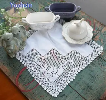 

28CM HOT Cotton placemat cup mug tea coffee coaster kitchen dining table place mat lace Crochet doily Christmas drink Xmas pad