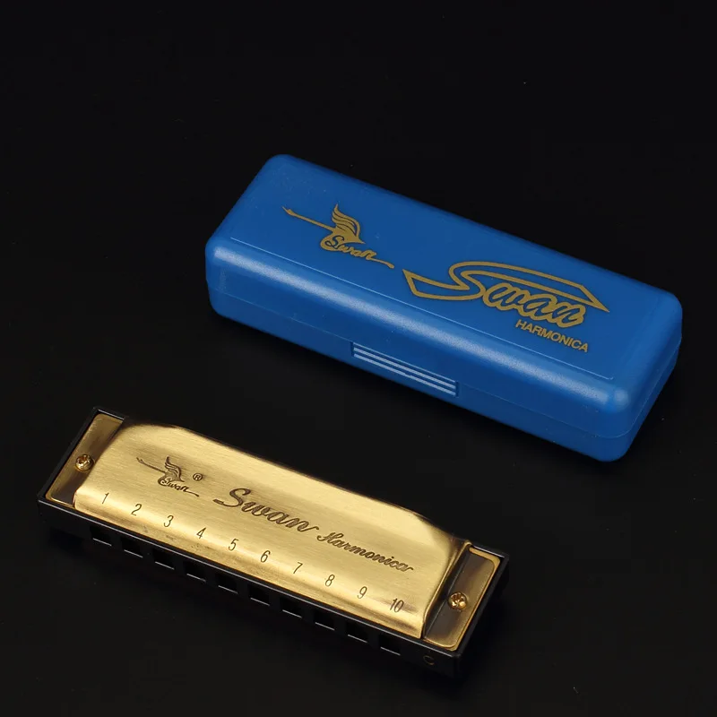 Хроматический ключ C Harmonica 10 отверстий 40 тонов рот органного серебра с изысканным чехлом