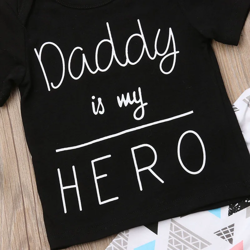 Daddy is hero/лето 2019 Модный комплект одежды для маленьких мальчиков одежда малышей