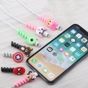 

Cartoon 2PCS Spiral Tube Cable Protector for iPhone samsung xiaomi Cable Winder Wire Organizer Cord holder cable Protector