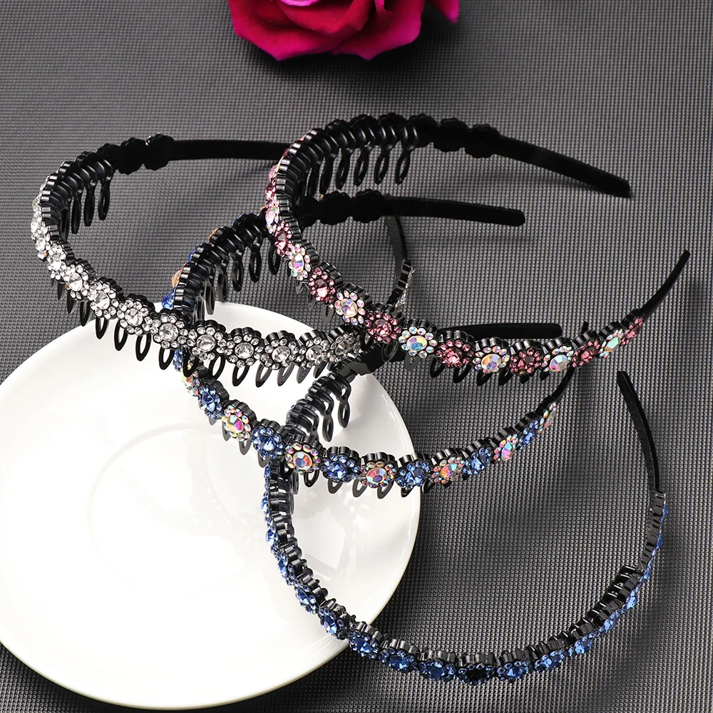 

1PC New Korean Women Girls Beauty Hair Band Colorful Rhinestone Flower Hair Hoop Headband Hairband Fashion Hair Accessories