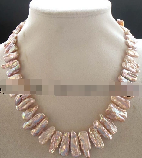 

N freshwater pearl purple biwa necklace 17" Discount AAA