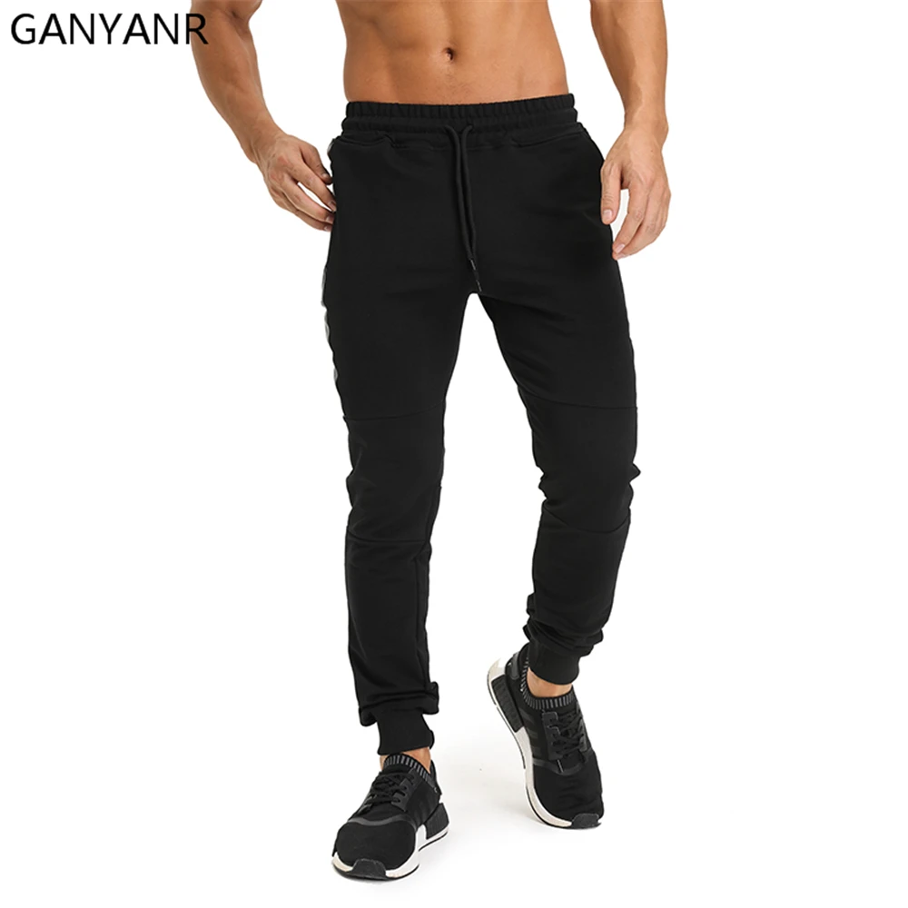 

GANYANR Running Pants Men Basketball Jogging Sport Leggings Training Gym Athletic Football Sweatpants Fitness Workout Elastic
