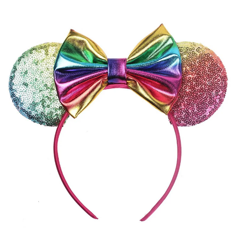5'' Sequins Minnie Mouse Ear Baby Girls Headband Hair Bows For Girls Baby Bows High Quality Hairband Baby Girl Hair Accessories
