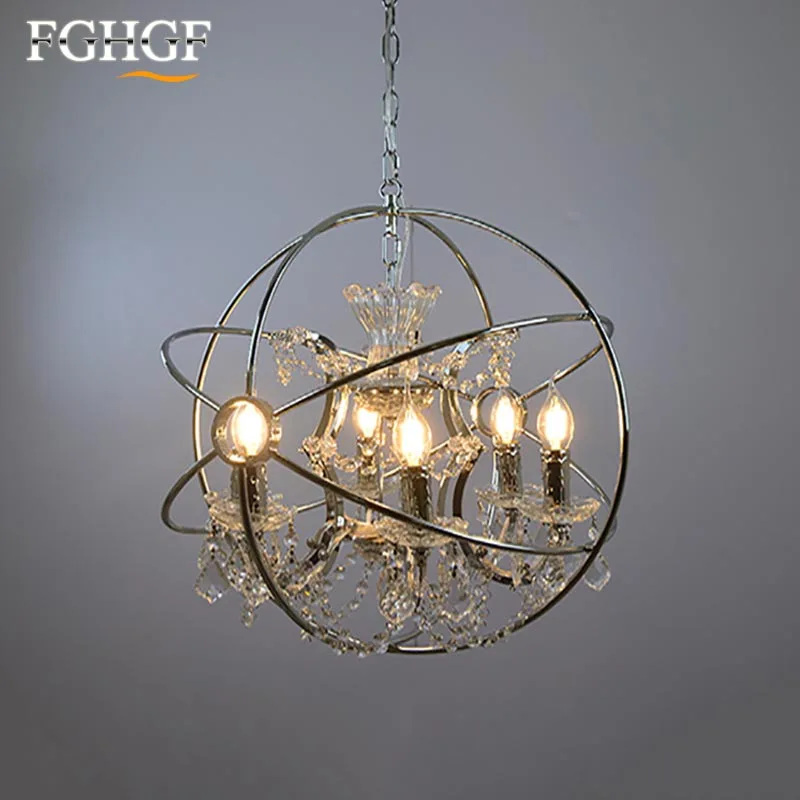 Retro Orb Crystal Chandelier Lighting Smoky Cristal Chandeliers Hanging Light Fixture for Living and Dining Room Decoration (4)