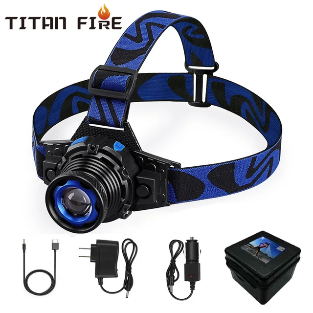 US $4.98 Waterproof LED Headlamp 8000Lums Builtin Battery Flashlight Rechargeable Headlight Q5 Rotary Zoom 