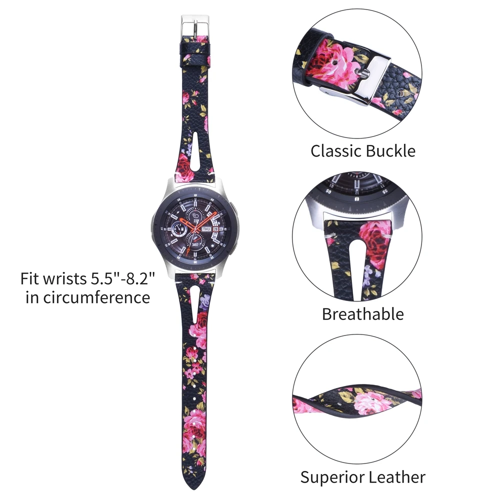 Ремешок кожаный для Samsung Galaxy Watch 20 мм 22 модный браслет из натуральной кожи gear S3