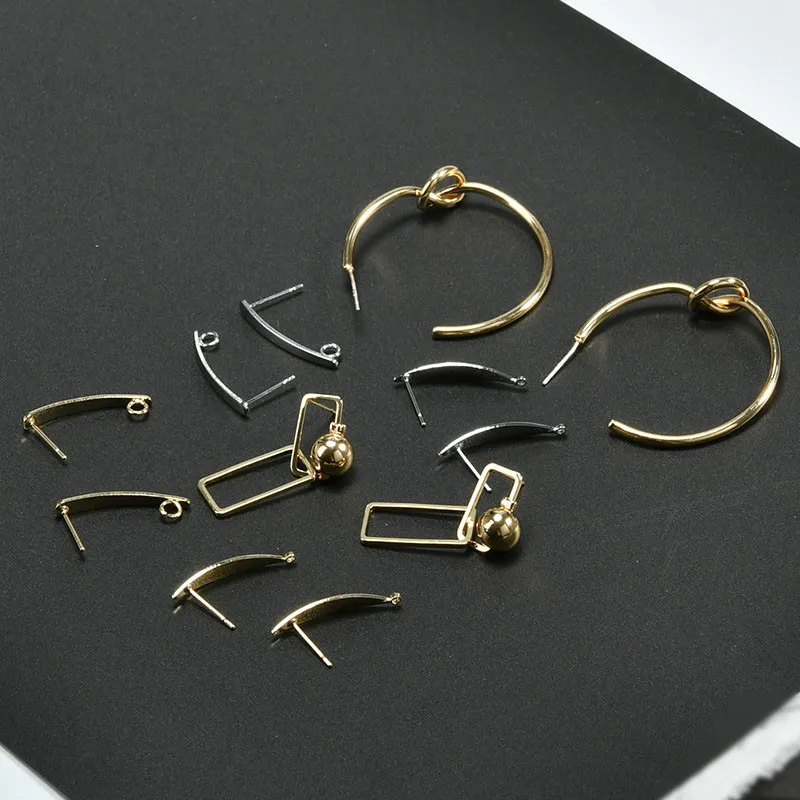 

Copper plated 14K gold eye knotted C-shaped S925 silver needle DIY earpiece earnail accessories