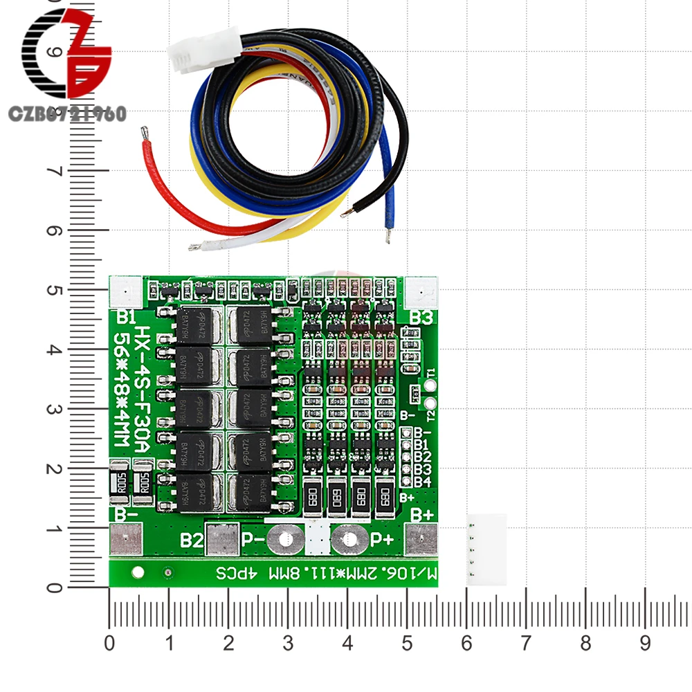 4S 30A 14,8 V литий-ионный аккумулятор 18650 BMS пакеты Щит защиты печатной платы модуль баланс интегральные схемы с проводом 45x56X3mm