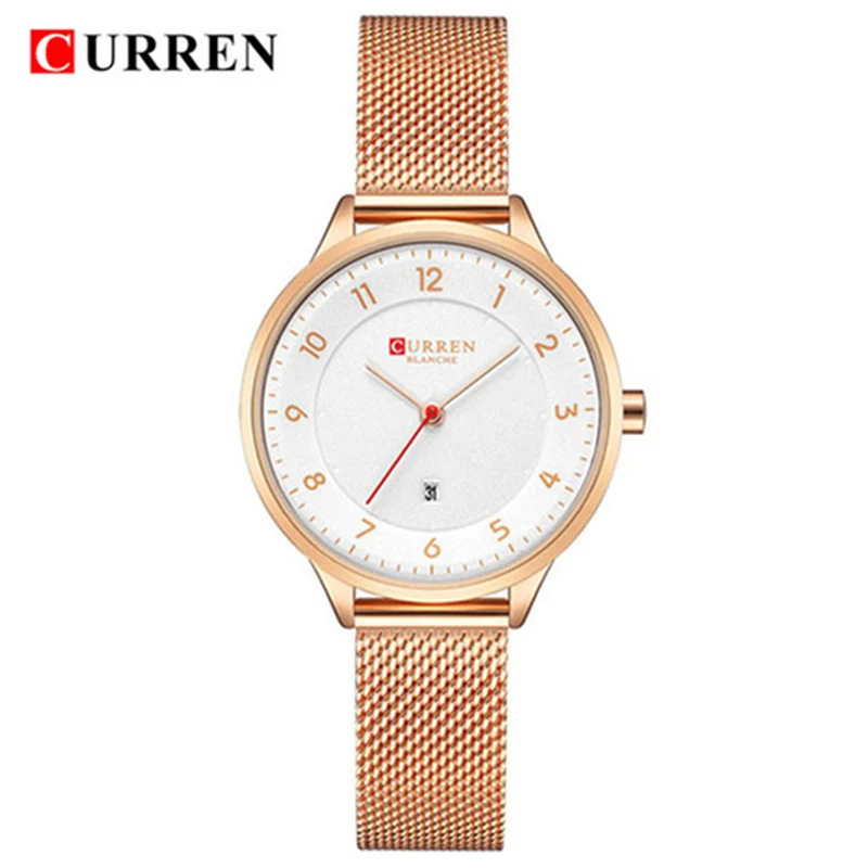 CURREN золотые наручные часы, женские часы, роскошные брендовые стальные женские кварцевые часы, спортивные женские часы, Montre Femme 9035 - Цвет: Rose Gold