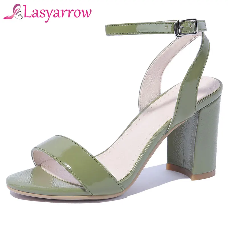 

Lasyarrow High Heels Sandals Gladiator Shoes Ankle Strap Sexy Rome Chunky Heel Shoes Woman Genuine Leather Sandalias Mujer RM404