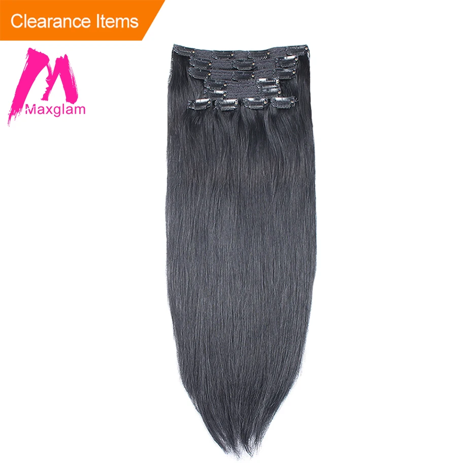 

Maxglam Straight Clip ins human hair extensions 140g/10pcs 100g/9pcs Pieces Brazilian Remy Hair extension 1# #1B #2 #4 #27 #613