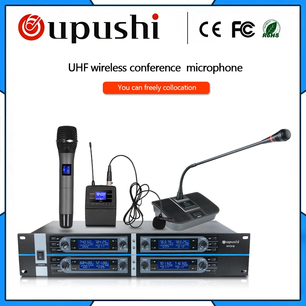 oupushi HY318 8 Channel lapel microphone ,handheld mics with Gooseneck