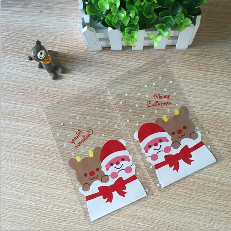 100Pcs Sweet Candy Biscuit Party Favour Gift Bag Christmas Cellophane Cookie Bag