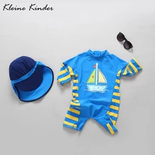 Купальный костюм с длинными рукавами для маленьких мальчиков, голубые купальники, детские костюмы для плавания, один предмет, солнцезащитный крем для мальчиков, летняя пляжная одежда