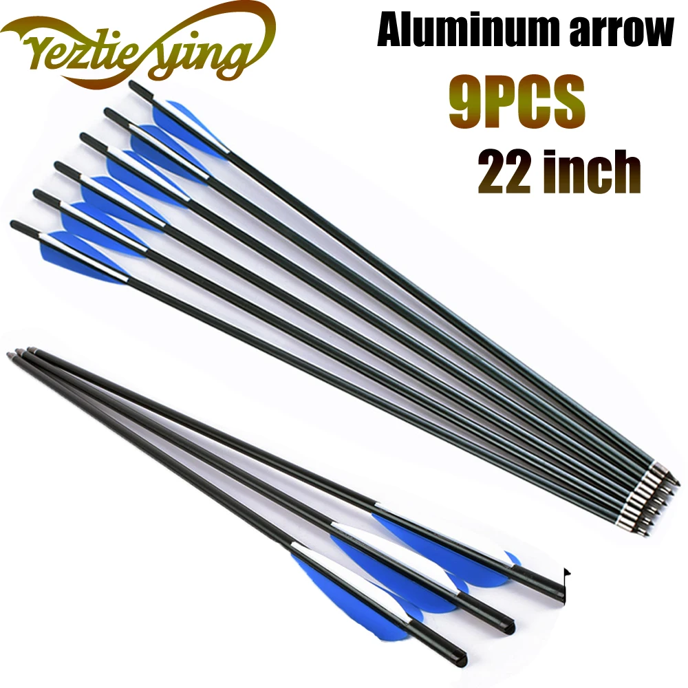 

Crossbow Hunting 22Inch Crossbow Bolt Aluminum Arrow for Crossbow, Blue and White Feathers, Replaceable Arrows Bow For Shooting