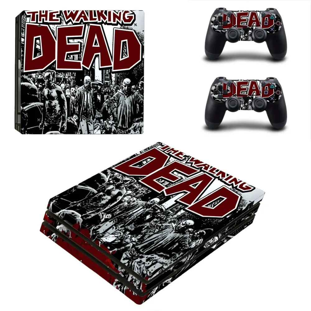 Виниловая наклейка Walking Dead PS4 Pro для консоли Sony Playstation 4 и 2 контроллера Skin