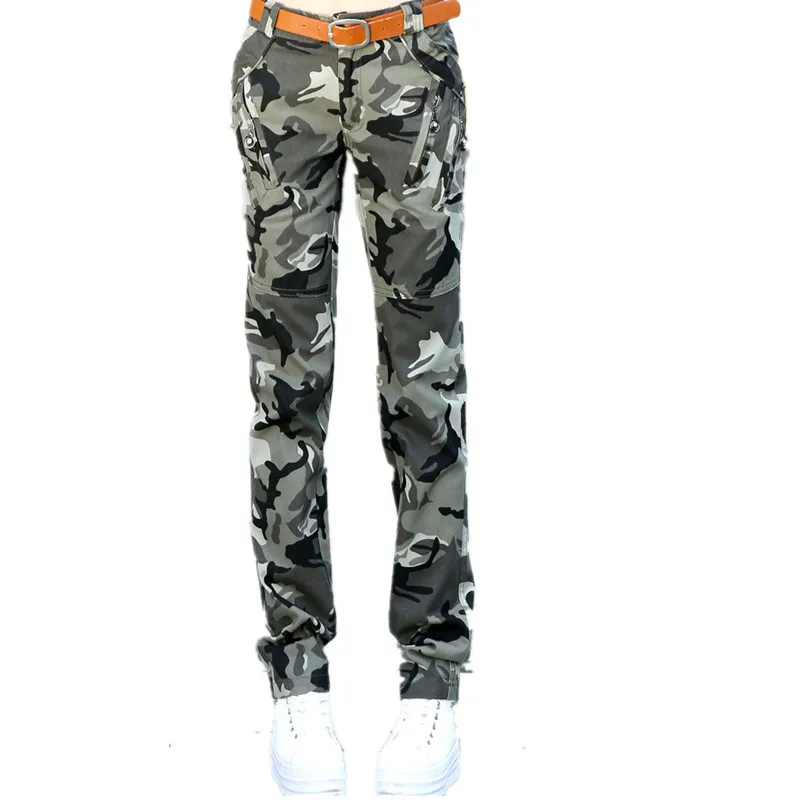 

Winter Women's Military Cargo Pants Multi-pocket Leisure Trousers Workout Camouflage Pants Ladies Straight Army Green Clothing
