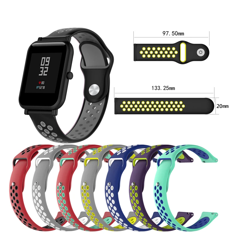 

22mm Sport Silicone Watch Strap for Huami Amazfit bip Youth Smart Watch 20mm Strap Replacement Watchband Smart Accessories