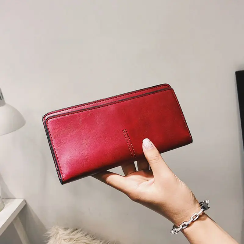 Woman Vintage Wallet Big With Phone Pocket Clutch Bag Leather Wallet Card Holder Long Ladies Portefeuille Femme Coin Pocket 2019