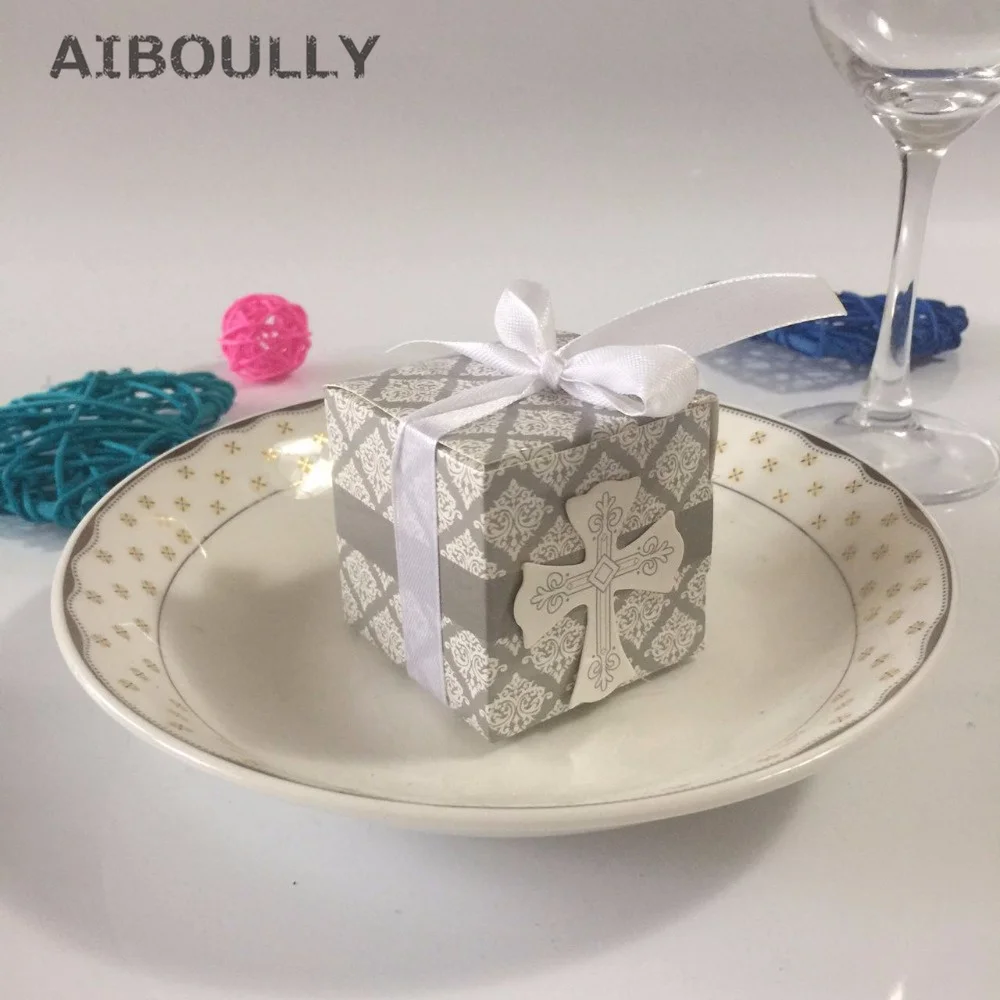 

50pcs Christianism wedding Party Handmade Candy box crossing Paper Gift box for birthday Baby shower Decor Event Party Supplies