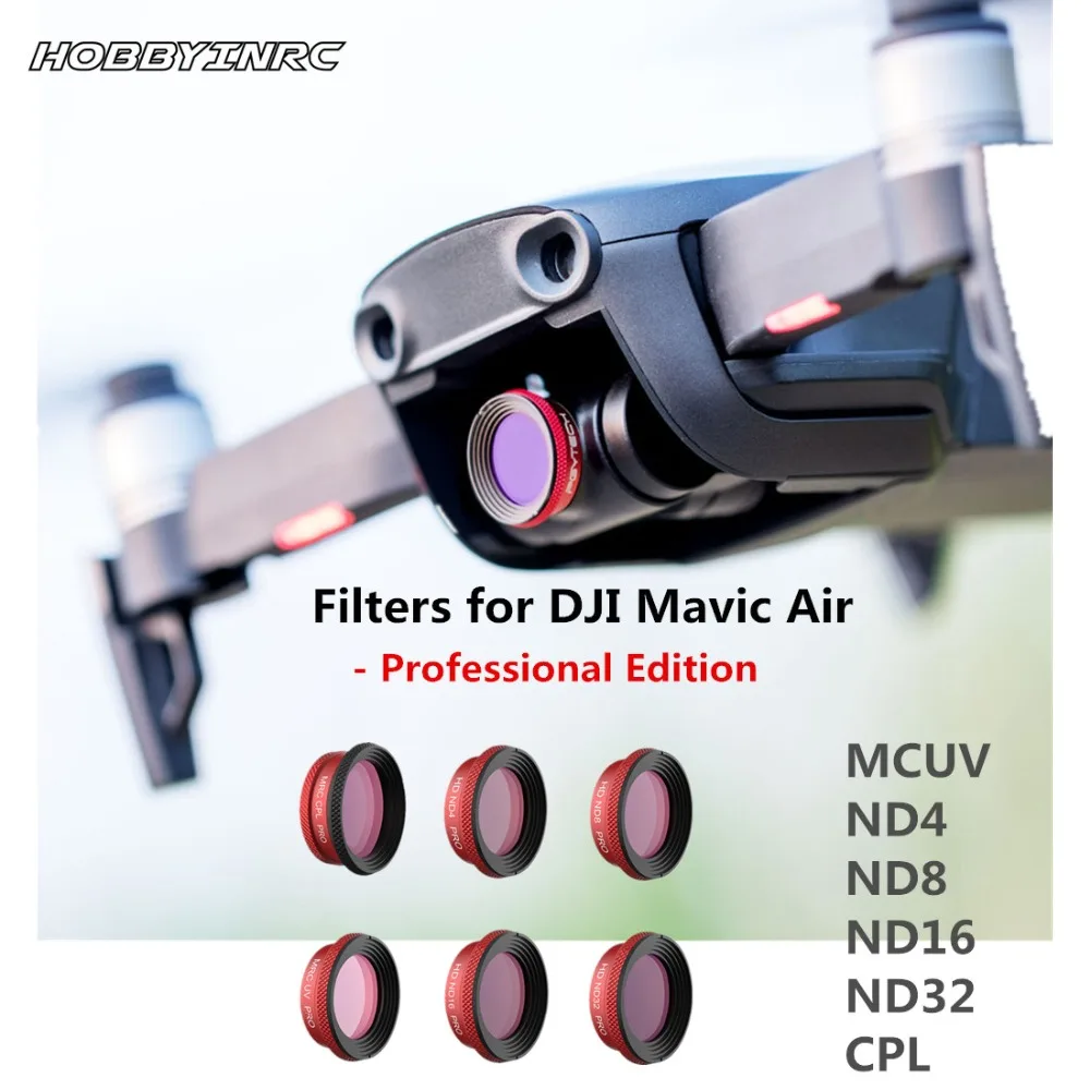 

PGYTECH 6Pcs Lens Camera Filters Set Kits MCUV ND4 ND8 ND16 ND32 CPL for DJI Mavic Air Drone - Professional Edition