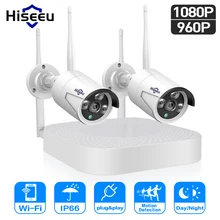 Hiseeu 4CH 960 P/1080 P двусторонний мониторинг Беспроводная CCTV камера система 2MP Обнаружение движения сетевая камера комплект безопасности