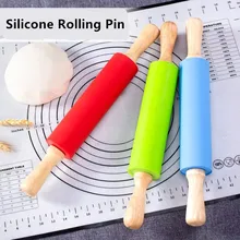 Антипригарная силиконовая Скалка с деревянным печением печенье, фондан, пирог мука для теста посуда для выпечки Кухонные Кондитерские доски инструмент