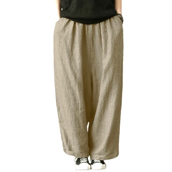 

Women New Autumn Wide Leg Pants Flax Cotton And Linen Pants Casual mid Waist Bell-bottoms Trousers casual pants female trousers