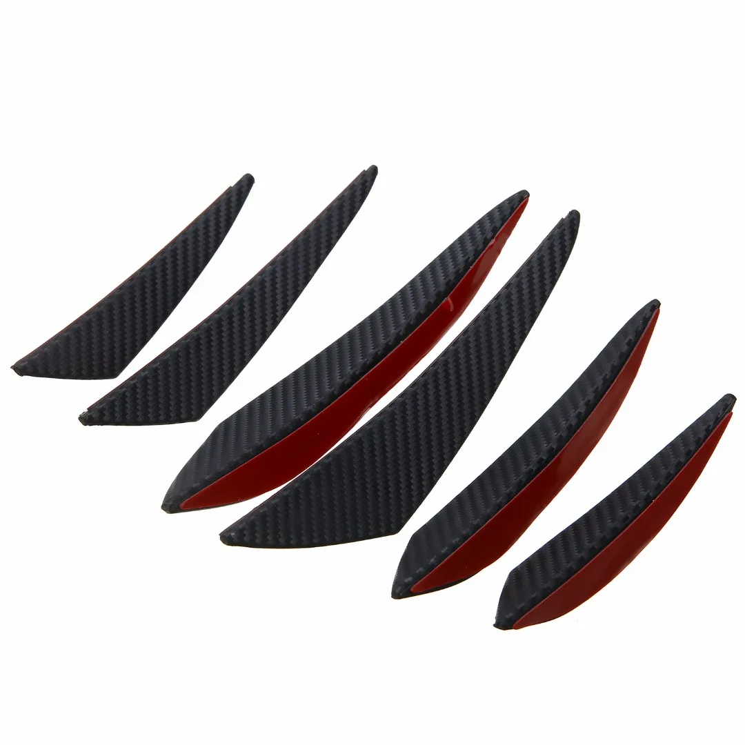 

6Pcs/Set Auto Car Front Bumper Canards ABS Carbon Fiber Style Universal Styling Lip Splitter Body Spoiler Canards Decorative