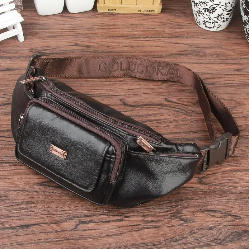 2018 new style Fashion Genuine Leather Waist Bag Men Casual Travel Belt