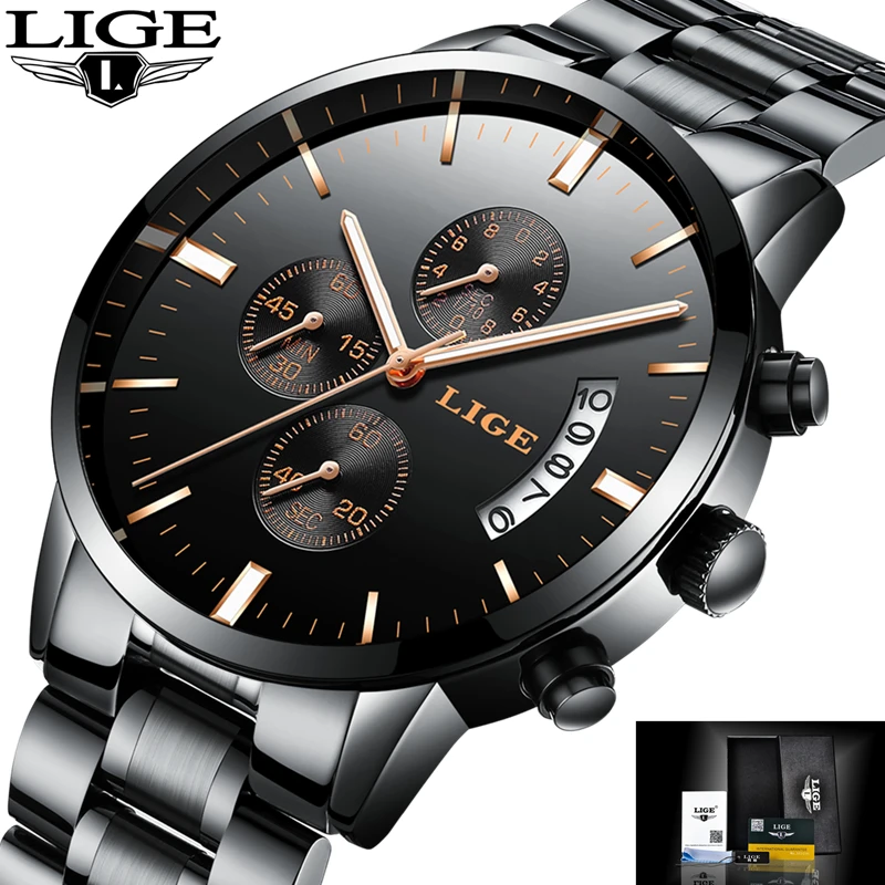 

2017 New Watches Men Luxury Brand LIGE Chronograph Men Sports Watches Waterproof Full Steel Quartz Men's Watch Relogio Masculino