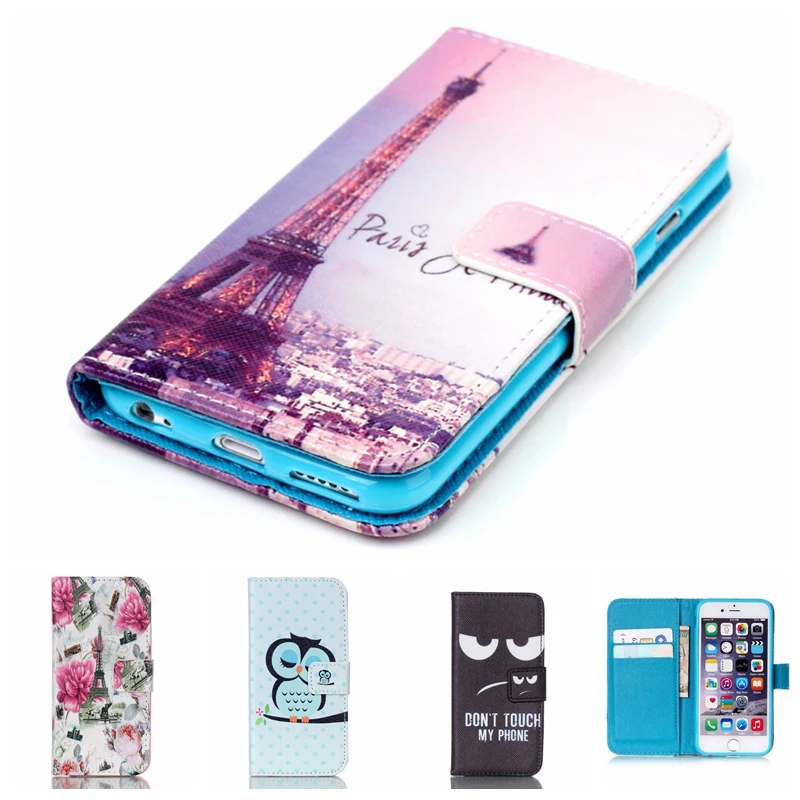 

Fundas Carcasas Case Flower Beautiful Cover Owl Leather Fashion New Wallet 2016 For Apple Iphone 5 5s 4 4s 6 6s 4.7 Inch Bags