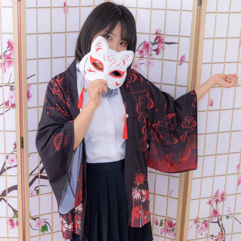 

Classic Manjusaka Printed Japanese Kimono Haori Summer Fashion Sun Protection Yukata Unisex Cosplay Cardigan Coat Casual Tops