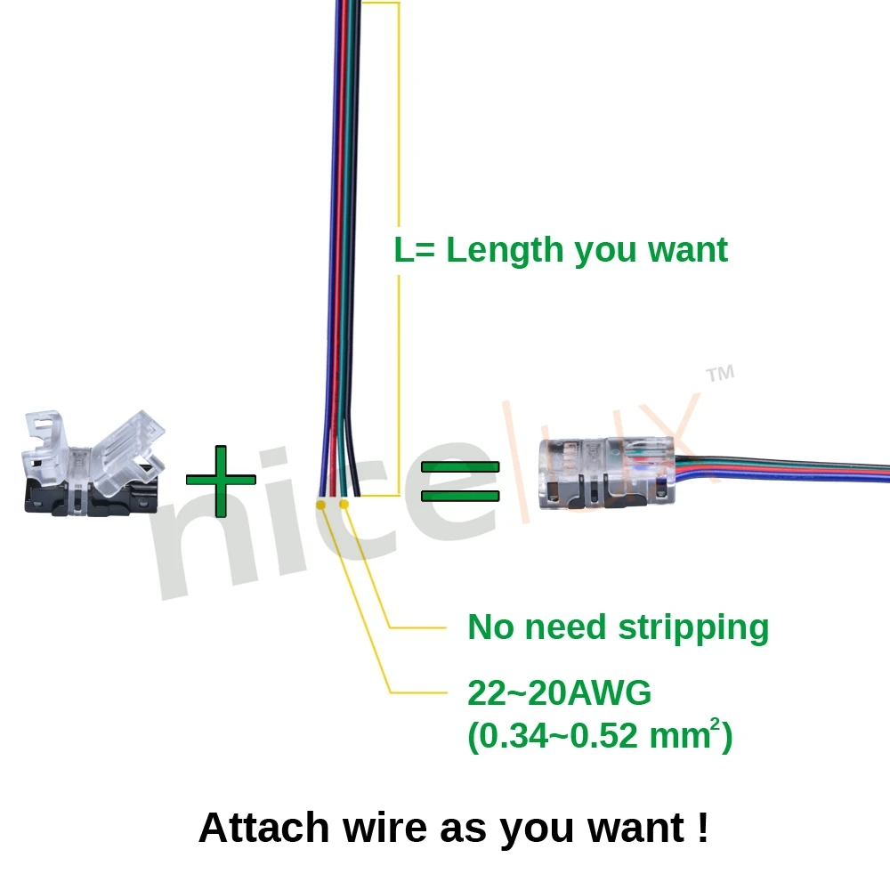 100 шт./лот, 2pin, 3pin, 4pin, 5pin, разъем для светодиодной ленты для одиночного RGB RGBW, цвет 3528, 5050, светодиодная лента для подключения проводов, терминал