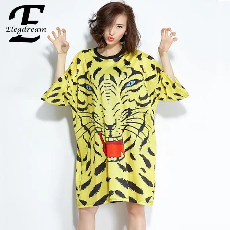 

Elegdream Plus Size Women Animal Print Hole T-Shirt Ladies Oversized Shirt Top Tees Female Casual Loose Tunic Vestidio Blusa 6XL
