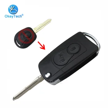

OkeyTech For Ssangyong Modified Key Shell Flip Folding 2 Button Uncut Blade Replacement Cover Case Fob for Actyon Kyron Rexton