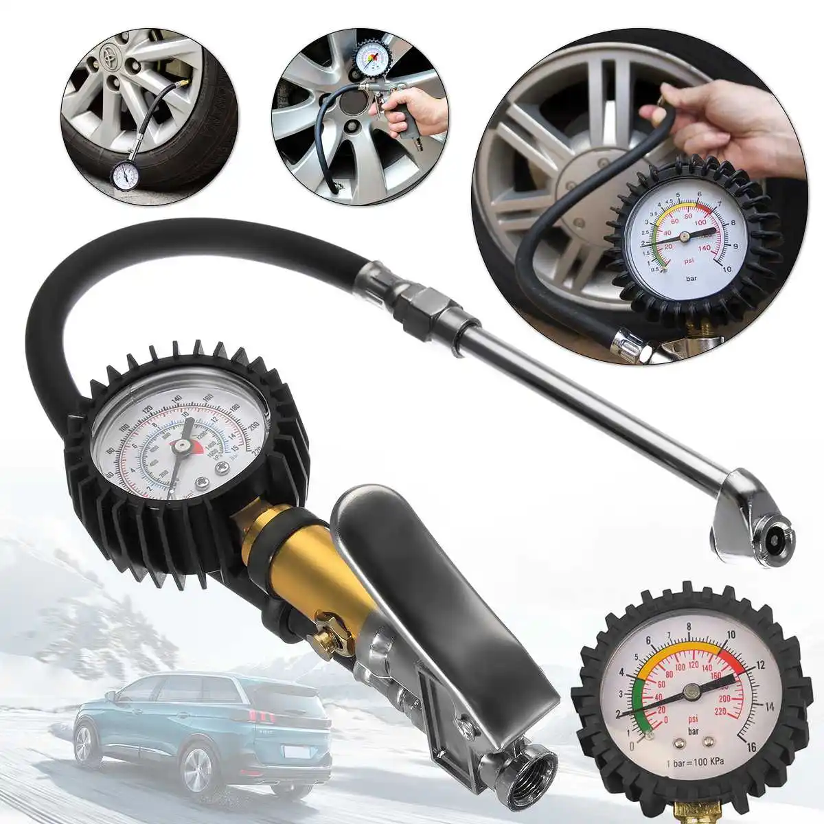 Buy Tyre Air Inflator Dial Pressure Meter Gauge Air